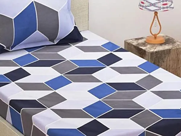 180TC_180TC_Microfiber_Supersoft_Cotton_Flat_Bedsheet_Set_of_1_Single_Flat_Bedsheet_with_1_Pillow_Cover,_60x90_Inches,_Blue_Check